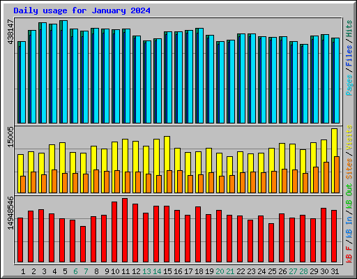 Daily usage for January 2024
