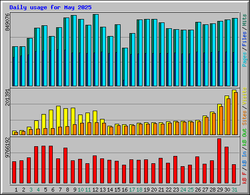 Daily usage for May 2025