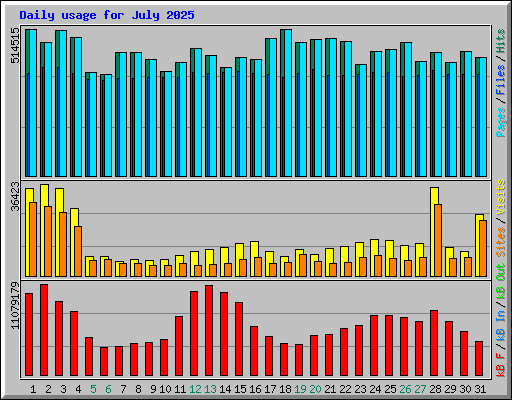 Daily usage for July 2025