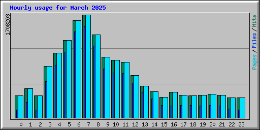 Hourly usage for March 2025
